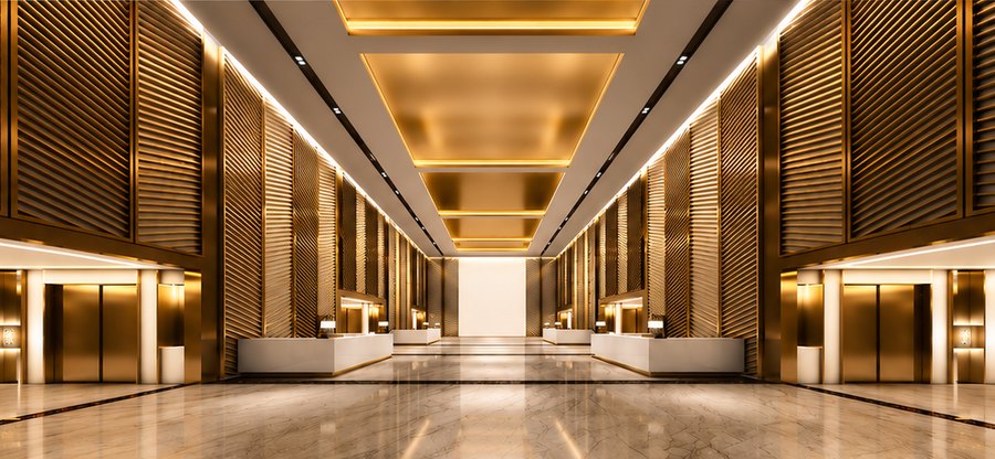 Lobby of a landmark twin tower commercial development