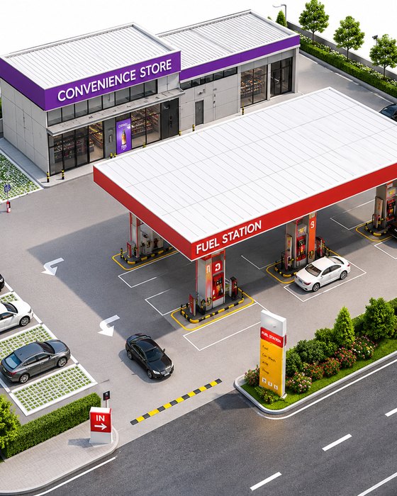 Energy gas station forecourt
